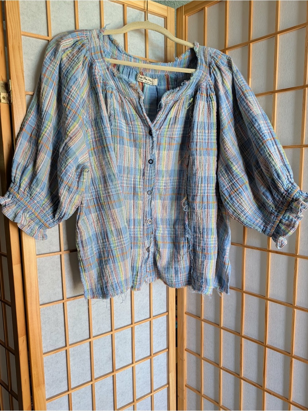 We The Free Multicolor Blue Striped Lightweight Blouse